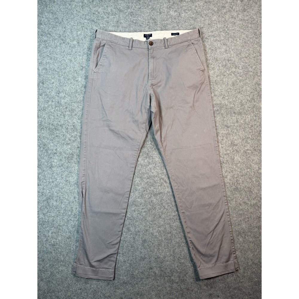J.Crew Flex Straight Fit Chinos Mens 34x32 Grey‎ Cotton Stretch Pants